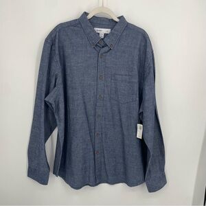 NWT Old Navy Slim Fit Long Sleeve Button Down Denim Style Shirt, Sz XXL chambray